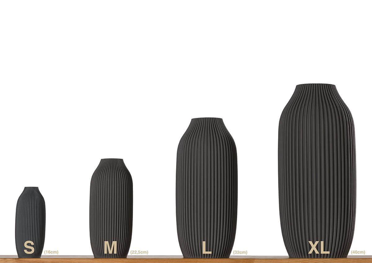 3D Vase Dekovase Stella XL 38cm | Sustainable Floor Vase for Pampas Grass & Dried Flowers | Waterproof & UV-Resistant | Made in Germany Dunkelgrau 3D Vase Dekoration