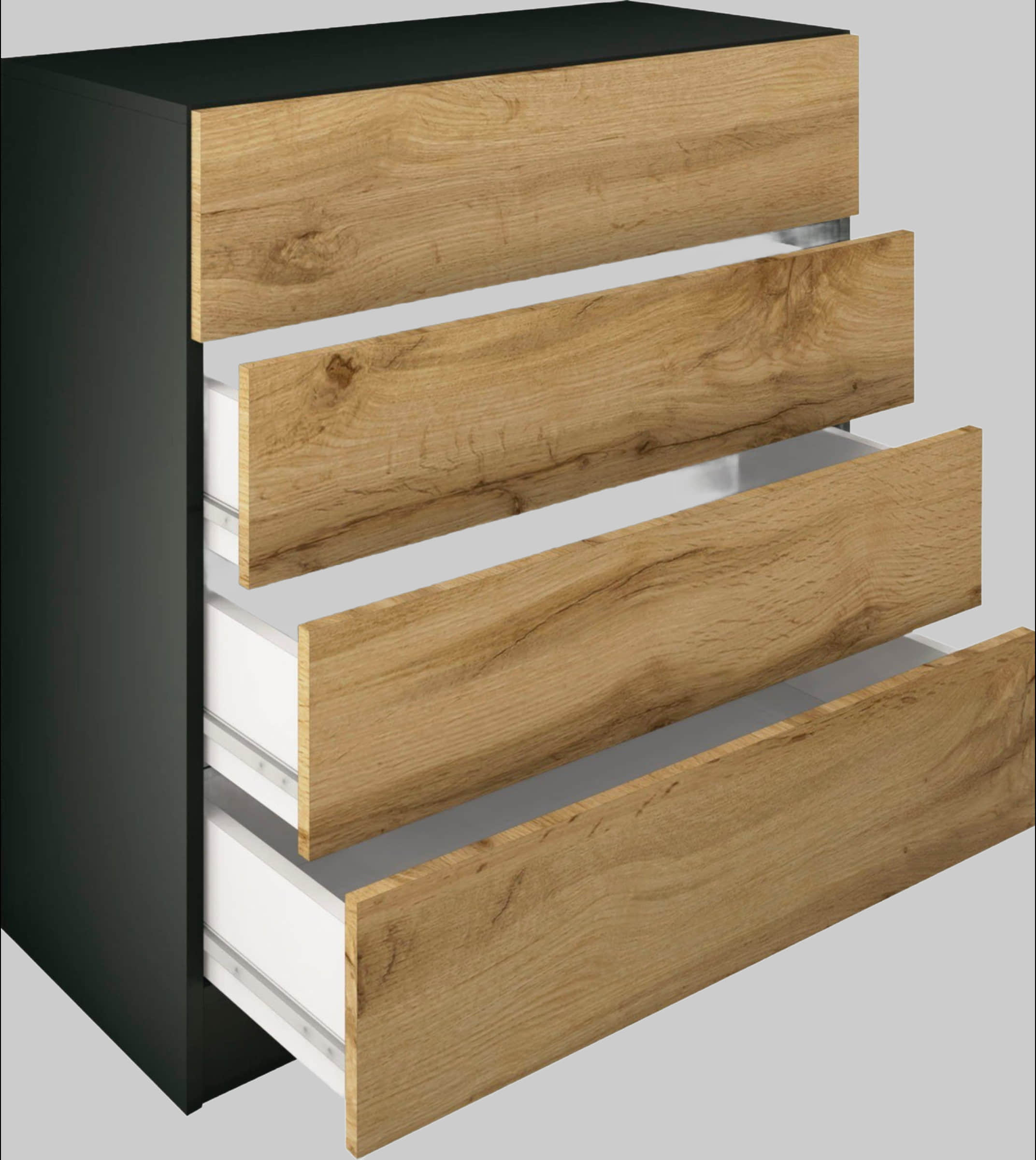 Kommoden & Sideboards borchardt Mu00F6bel Borchardt Möbel Kommode »Vaasa«, 76 cm Breite, 4 Schubkästen, Push-to-Open, weiß matt – modernes Design mit praktischem Stauraum schwarz ma