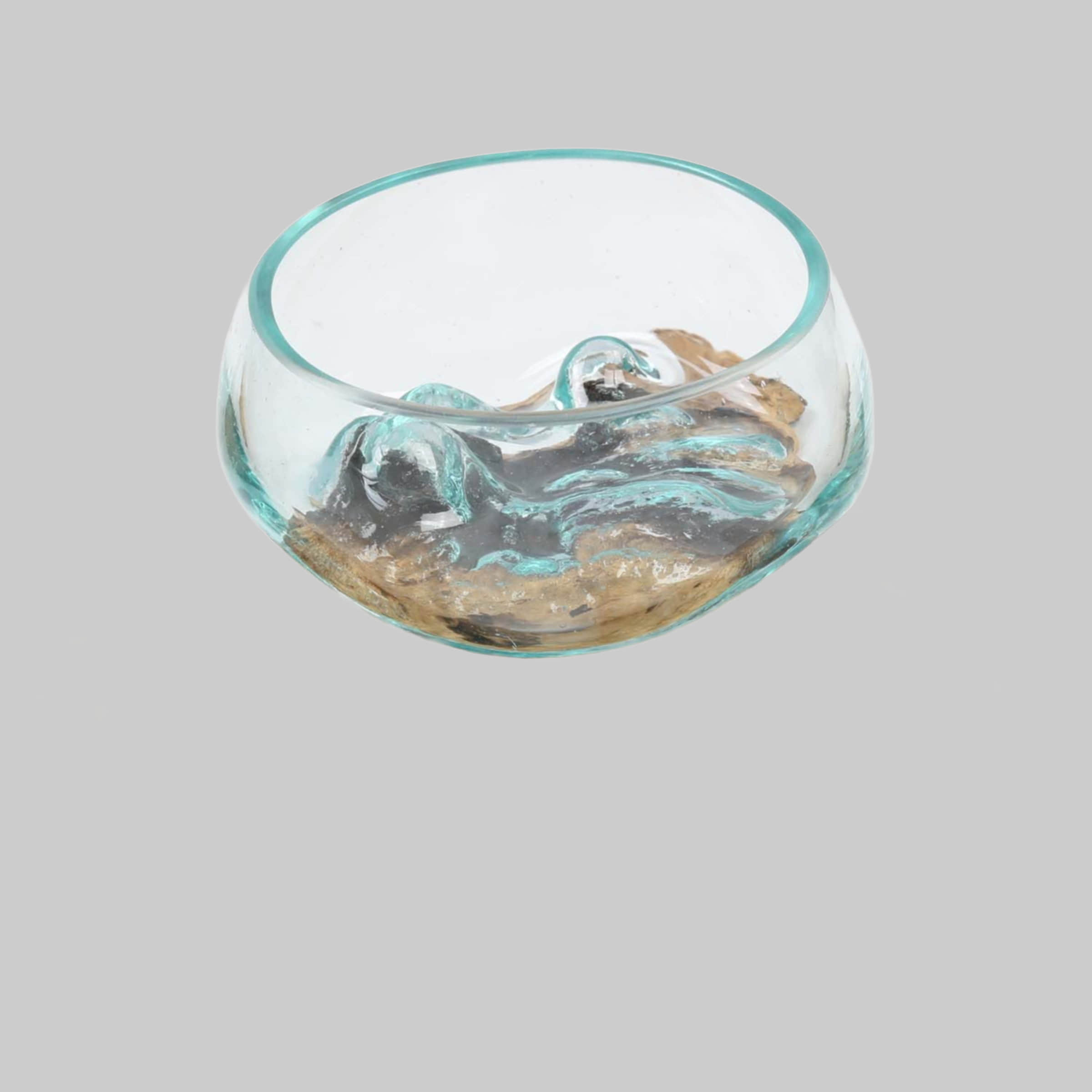 Casa Moro Premium Glas Schale auf Wurzelholz - Handgefertigtes Unikat (15cm Durchmesser) | Art Deco & Boho Chic Deko | Ideal für Gastronomie & Wohnaccessoires Casa Moro Dekoration
