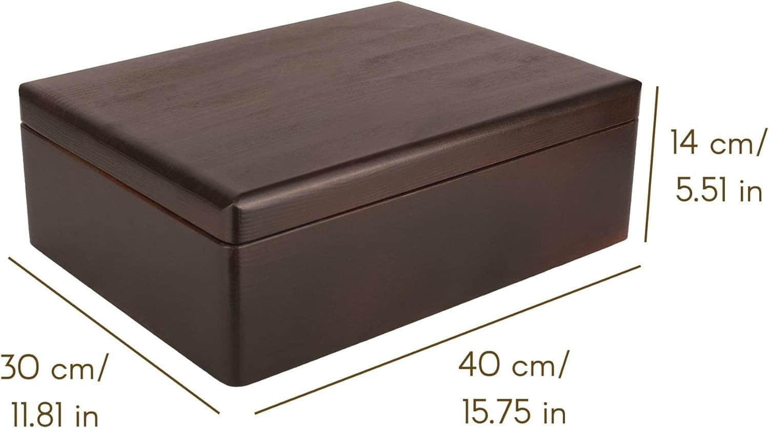 Creative Deco XL Holzkiste mit Deckel – Große Aufbewahrungsbox 40x30x14 cm | Massivholz Erinnerungsbox für Baby, DIY & Deko | Sicher abgerundete Kanten Braun Aufbewahrung Creative Deco