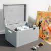 Aufbewahrung Creative Deco Creative Deco XXL Holzkiste mit Deckel 40x30x24 cm - Massivholz Aufbewahrungsbox mit Griffen & Scharnieren für Baby-Erinnerungen, DIY & Deko Grau