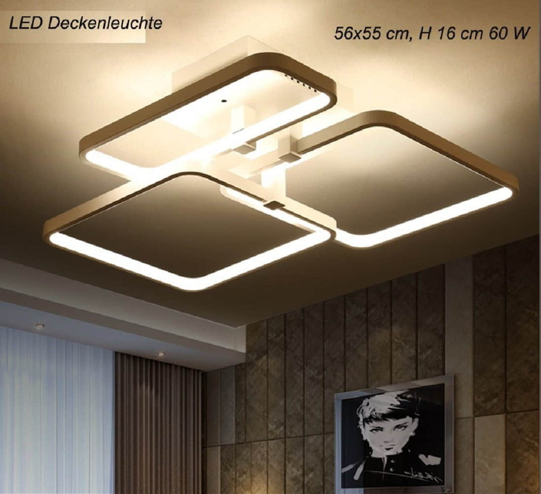 Euroton Lampen Euroton 094 LED Deckenleuchte mit Fernbedienung - Dimmbar, Farbtemperatur 3000K-7000K einstellbar, 68W, 50x50cm, Energieklasse A, Weißer Metallrahmen