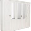 FORTE Drehtürenschrank Kashmir | Landhausstil Kleiderschrank mit Spiegel (255x63x221 cm) | Hochwertige MDF-Front mit dekorativen Fräsungen | Made in Europe FORTE Schränke