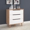 FORTE FORTE Schubkastenkommode 'Vankka' - Planked Oak mit weißer Front, 6 Schubladen (154,7x86,3x42 cm) | Modernes Design mit griffloser Front Kinderzimmer