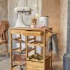 Aufbewahrung Home affaire Home affaire Bamboo Kitchen Trolley on Wheels - 58cm Wide with Drawers & Wine Rack | FSC® Certified