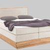 Home affaire Betten Home affaire Cavan Boxspring Bed - Solid Oak Frame with Storage & Topper (200x200cm) | Multiple Firmness Options Including H4 | Premium Quality beige