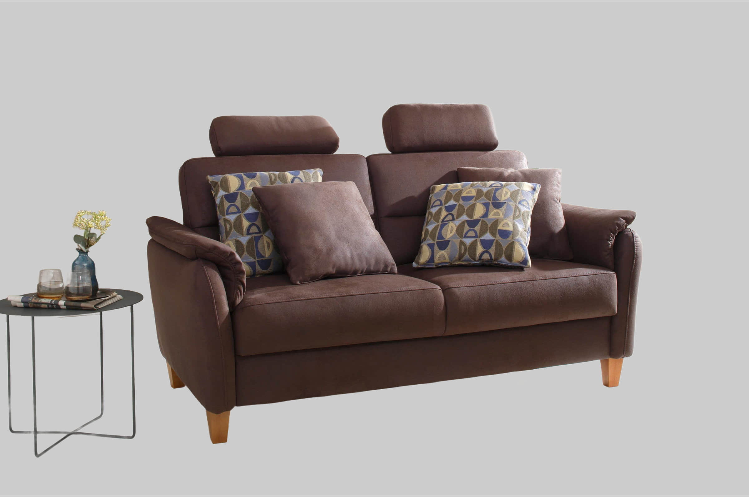 Kopfstützen Home affaire Home affaire Kopfstütze »Palmera« 2er-Set – Ergonomische Nackenstütze mit verstellbarem Klettverschluss & hochwertigem Bezug für Sofas und Sessel mokka