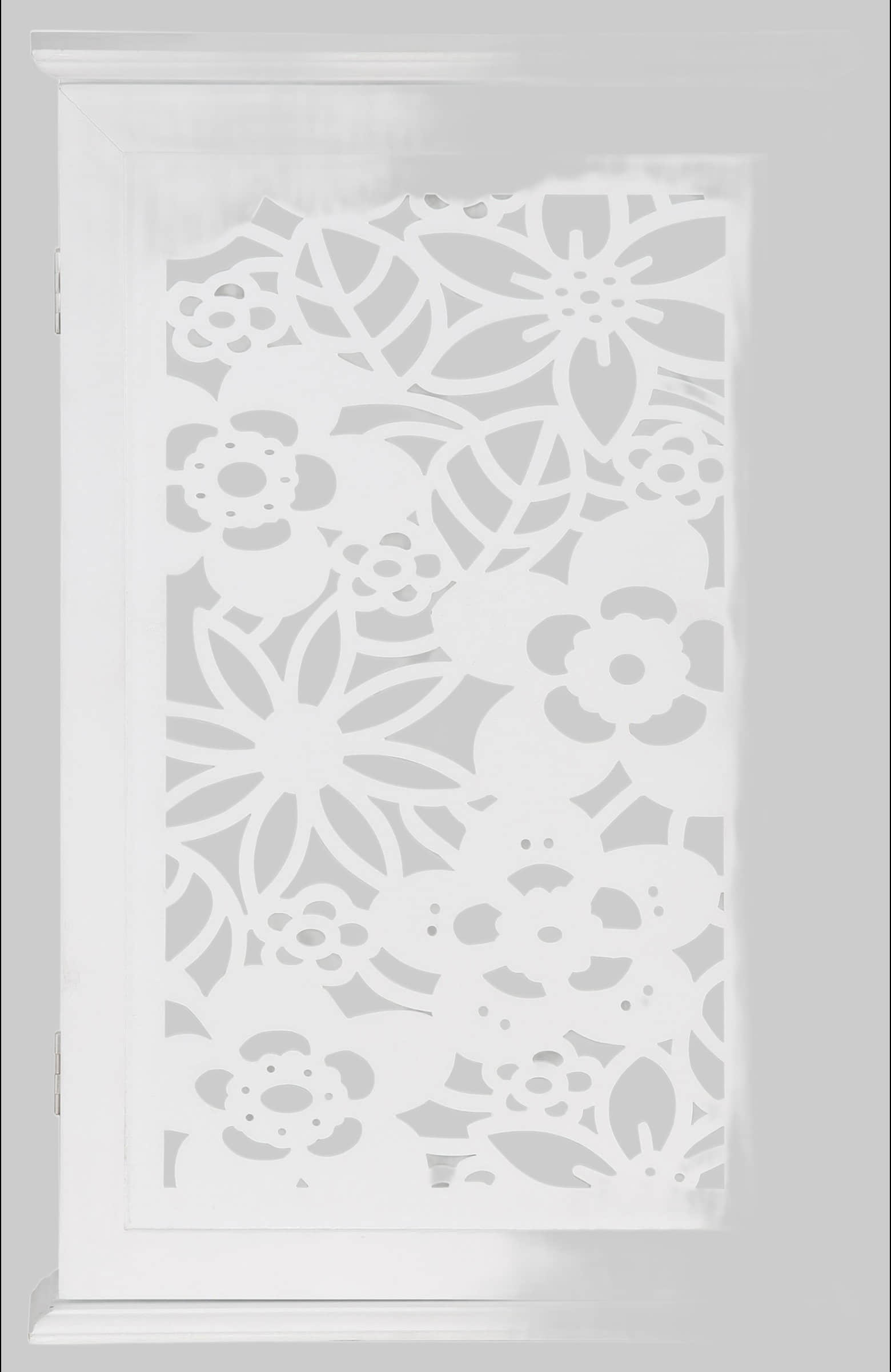 Aufbewahrung Home affaire Home affaire Landhaus Schlüsselkasten mit Leinenkissen – Stilvoller Schlüsselorganizer aus MDF mit floralen Motiven (25 x 38 cm)