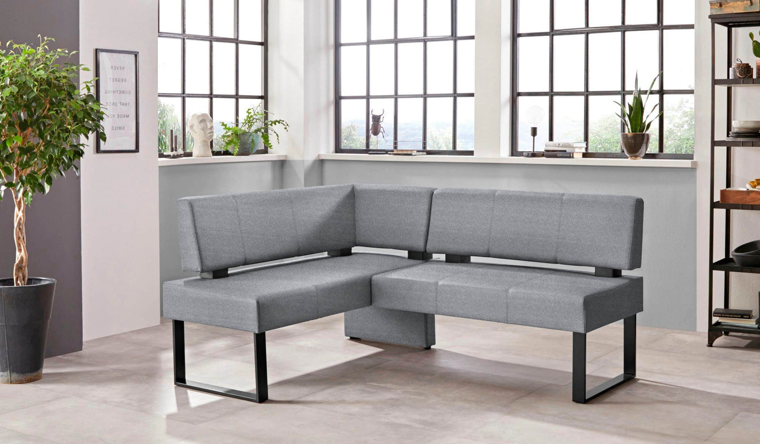 Home affaire Home affaire 'Oliver' Corner Bench with Metal Frame | Cord Upholstery Kitchen/Dining Bench | Left-Hand Extended Design | OTTO's Choice grau (Fant Sitzbänke