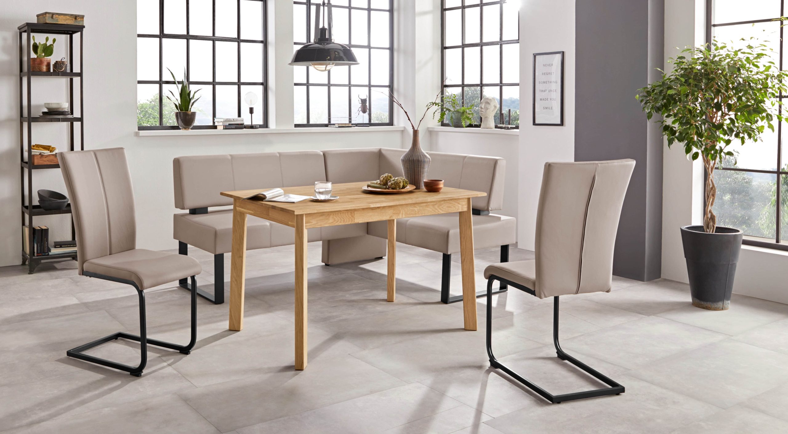 Home affaire 'Oliver' Corner Bench with Metal Frame | Cord Upholstery Kitchen/Dining Bench | Left-Hand Extended Design | OTTO's Choice beige Home affaire Sitzbänke