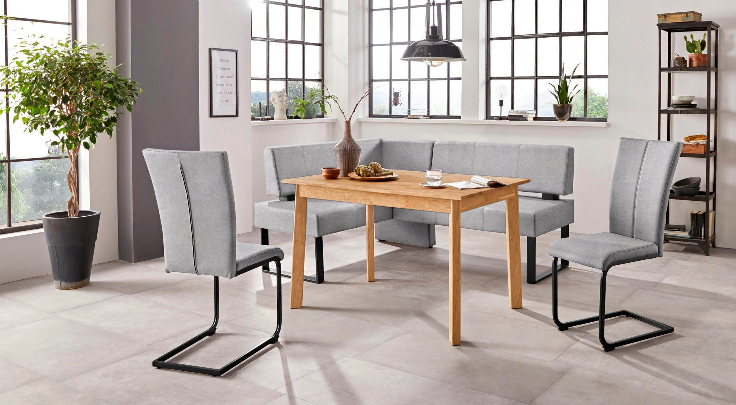Home affaire 'Oliver' Corner Bench with Metal Frame | Cord Upholstery Kitchen/Dining Bench | Left-Hand Extended Design | OTTO's Choice hellgrau ( Home affaire Sitzbänke