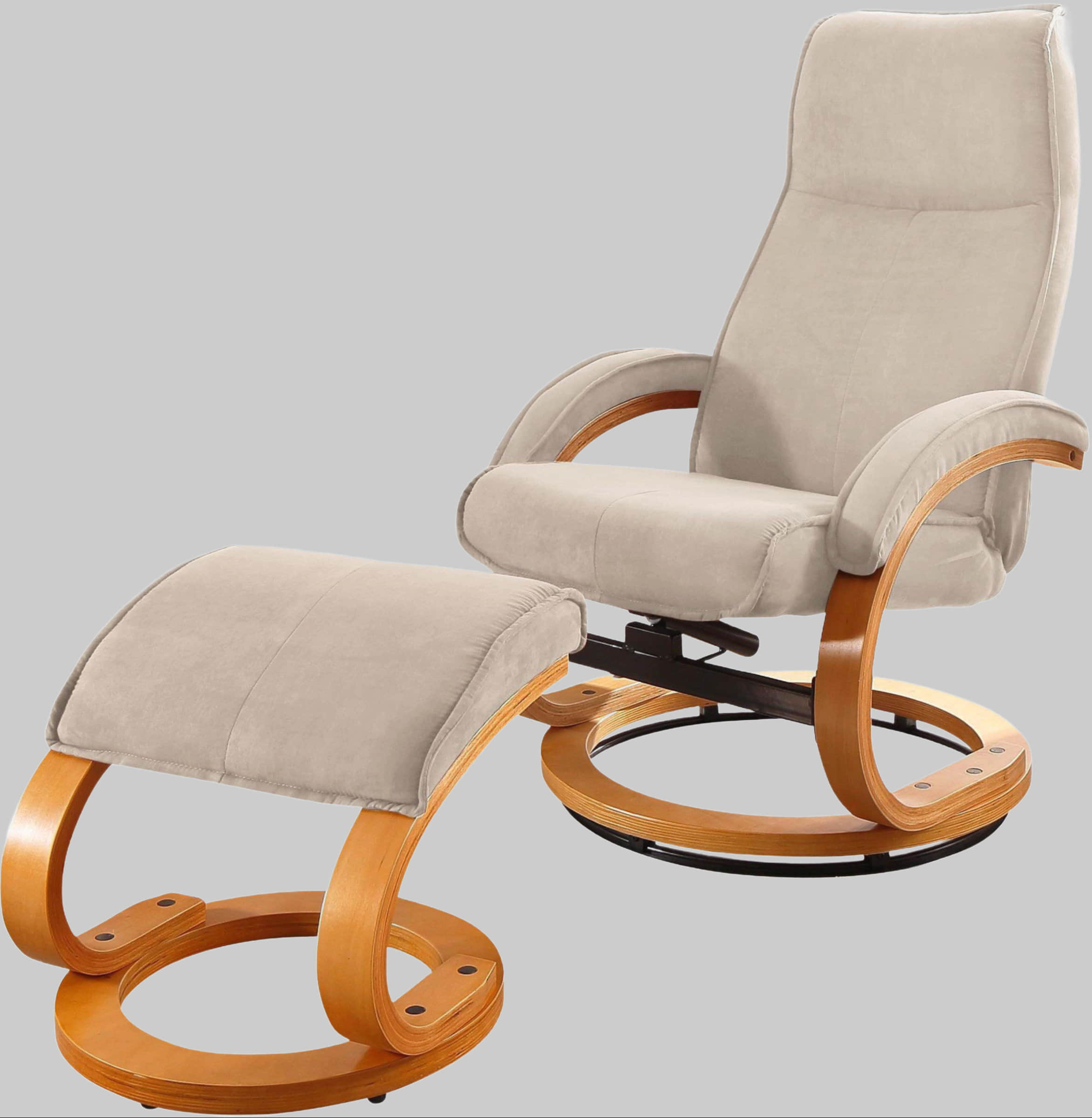 Home affaire Relaxsessel »Paris TV-Sessel« mit Hocker – Manuell verstellbares 2-teiliges Set aus Microfaser/NaturLEDER (46 cm Sitzhöhe) für ultimativen Wohnzimmer-Komfort creme Sessel Home affaire