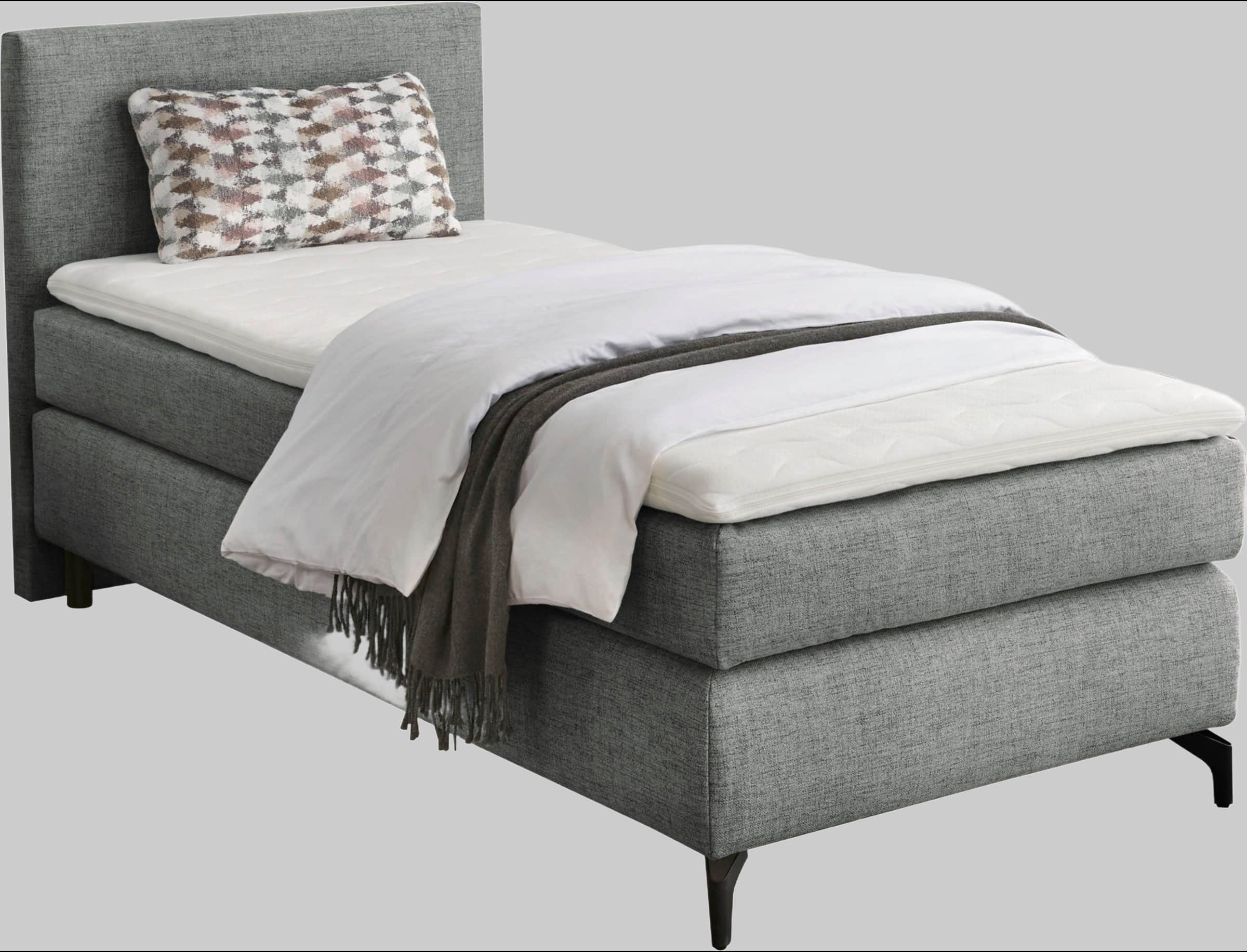 INOSIGN INOSIGN Boxspringbett Alinas – Premium Box Spring Bed with Topper & Cushions | Multiple Colors & Sizes dunkelgrau Betten