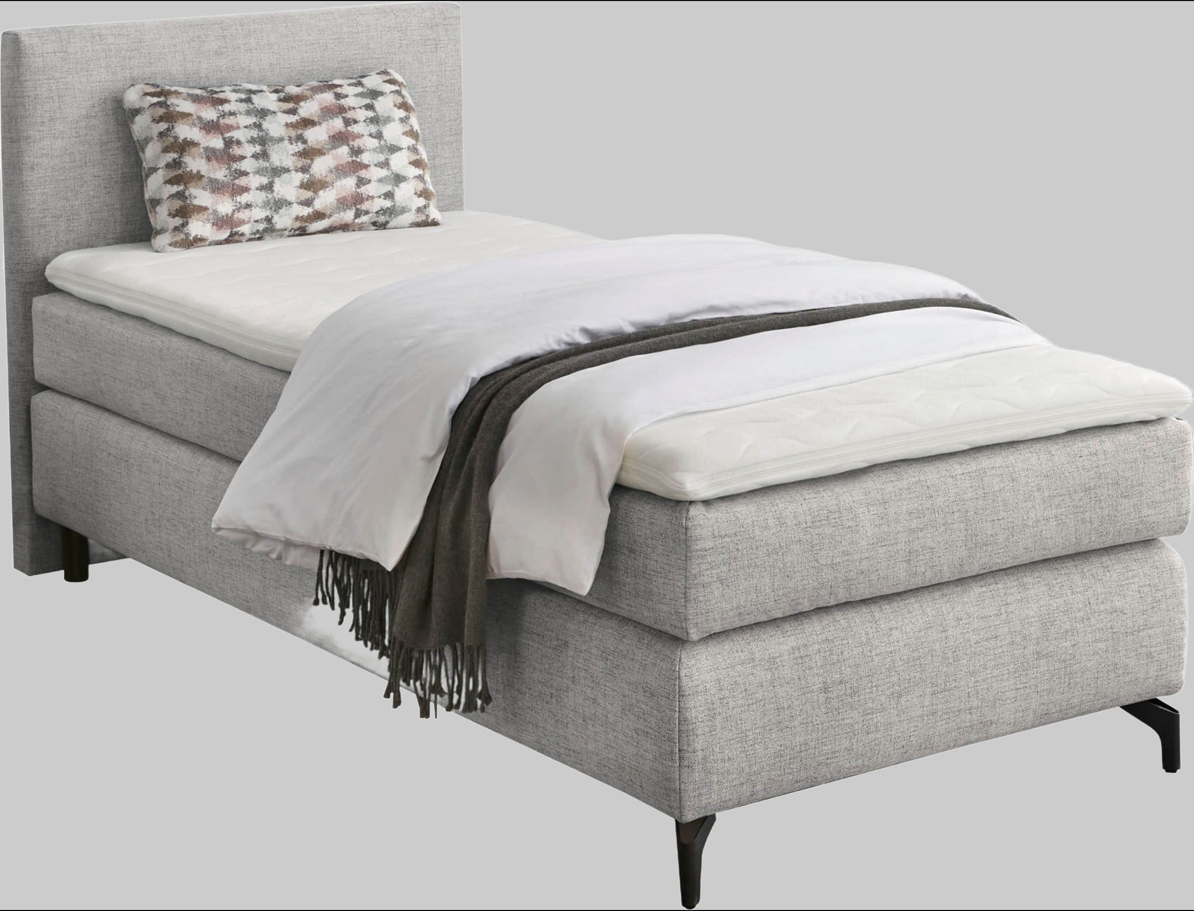 INOSIGN Betten INOSIGN Boxspringbett Alinas – Premium Box Spring Bed with Topper & Cushions | Multiple Colors & Sizes grau 369/09