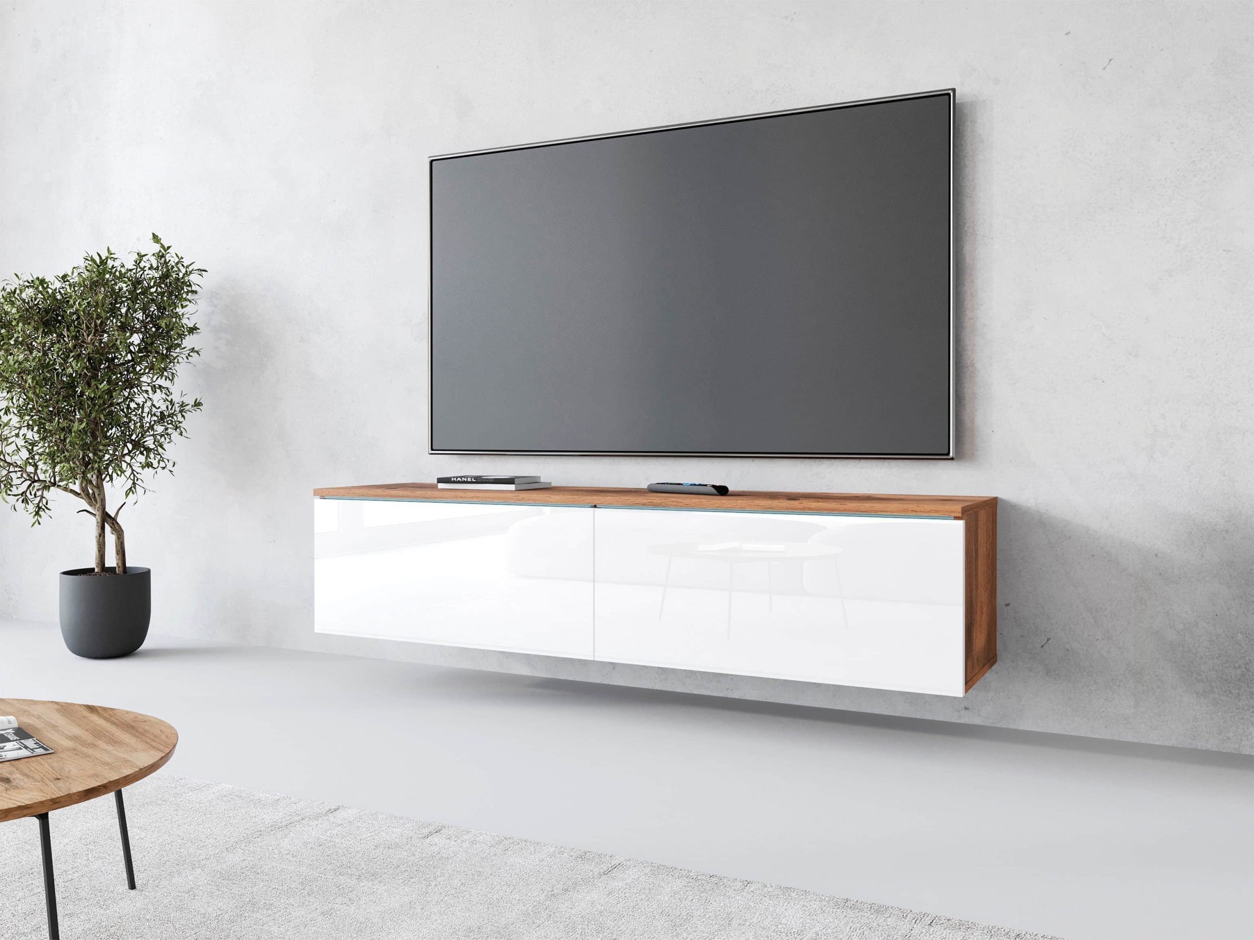 INOSIGN Lowboard »LOWBOARD D« mit LED-Beleuchtung | Modernes TV-Board ohne Griffe | 180 cm Breite | Stauraum & Wandmontage möglich votan eich Kommoden & Sideboards INOSIGN