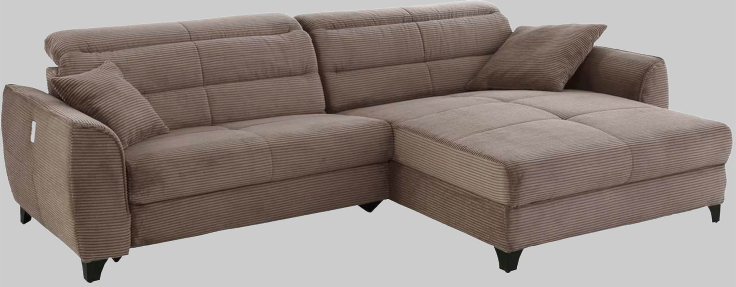 Jockenhu00F6fer Gruppe Jockenhöfer Gruppe Ecksofa Double One L-Form – Elektromotorische Relaxfunktion, USB-Ladestation & Lederoptik | 120cm Sitzbreite taube Sofas