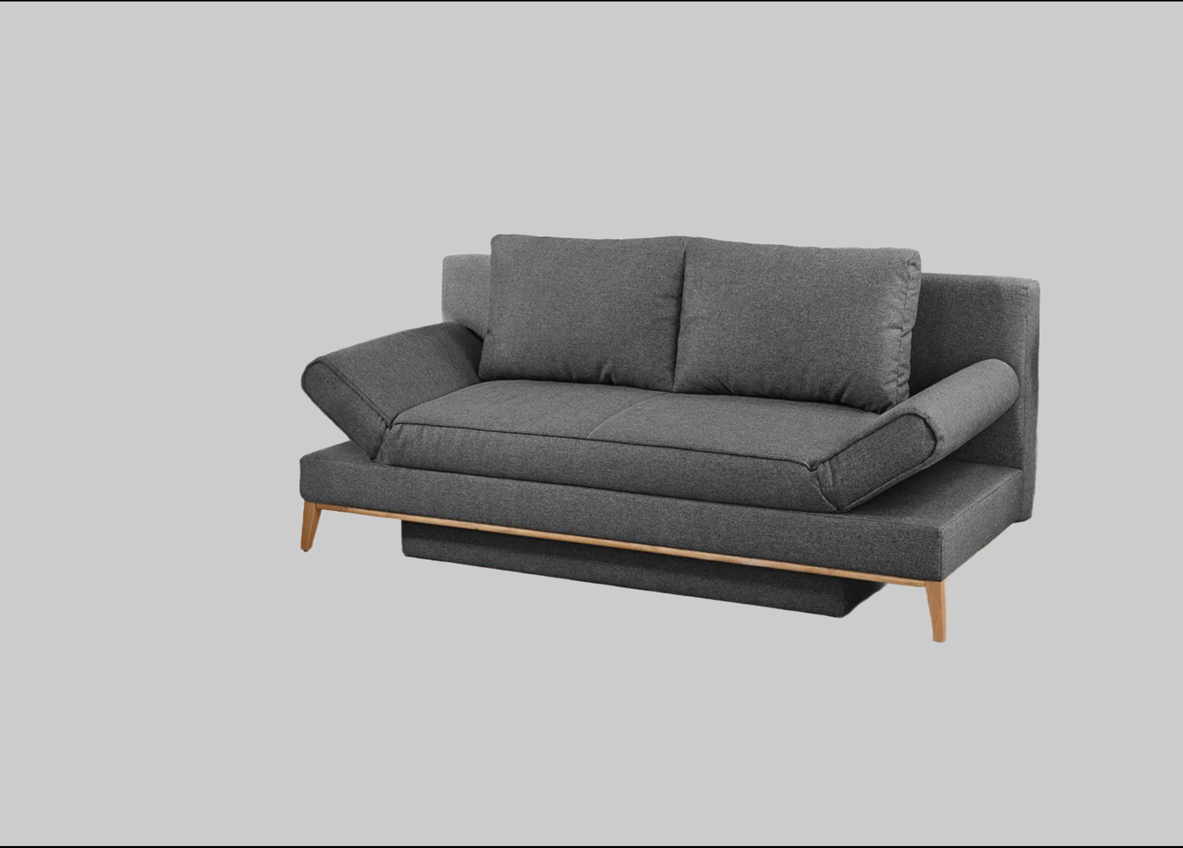 Sofas Jockenhu00F6fer Gruppe Jockenhöfer Gruppe Schlafsofa Yann | Bettsofa mit Stauraum & verstellbaren Armlehnen | 140x200cm Liegefläche dunkelgrau