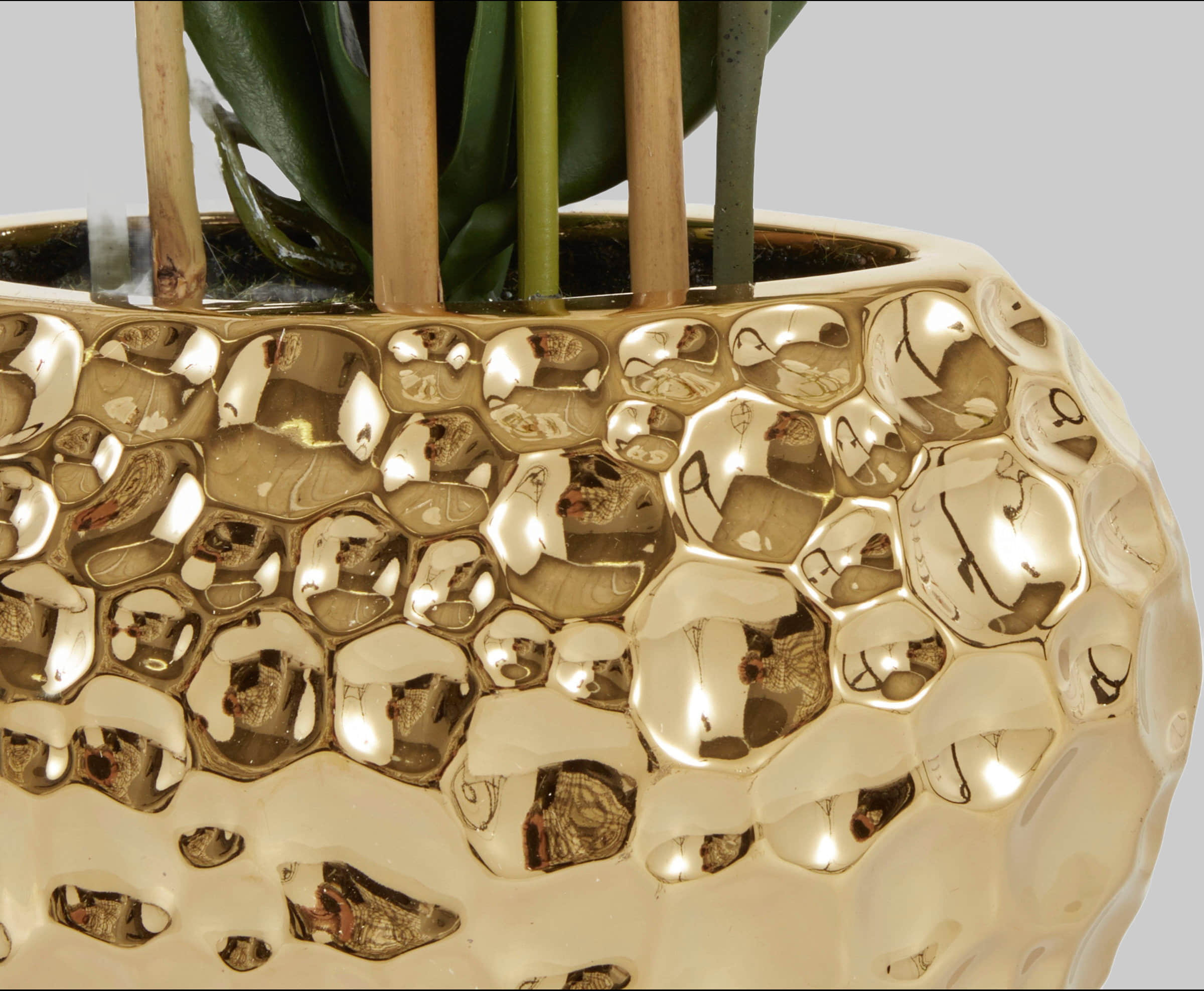 Leonique Kunstpflanze 'Orchidee' 55 cm - Kunstorchidee im Keramiktopf (silber-weiß) | Bestseller mit 2500+ 4,5-Sterne-Bewertungen lila/goldf Leonique Dekoration