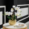 Leonique Leonique Kunstpflanze 'Orchidee' 55 cm - Kunstorchidee im Keramiktopf (silber-weiß) | Bestseller mit 2500+ 4,5-Sterne-Bewertungen weiß/goldf Dekoration