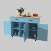 Aufbewahrung Merax Merax Küchenwagen mit erweiterbarer Arbeitsplatte | Kücheninsel mit 5 Rollen/Holzbeinen | Servierwagen mit Schubladen | Moderner Küchenschrank in Schwarz Mintgrün