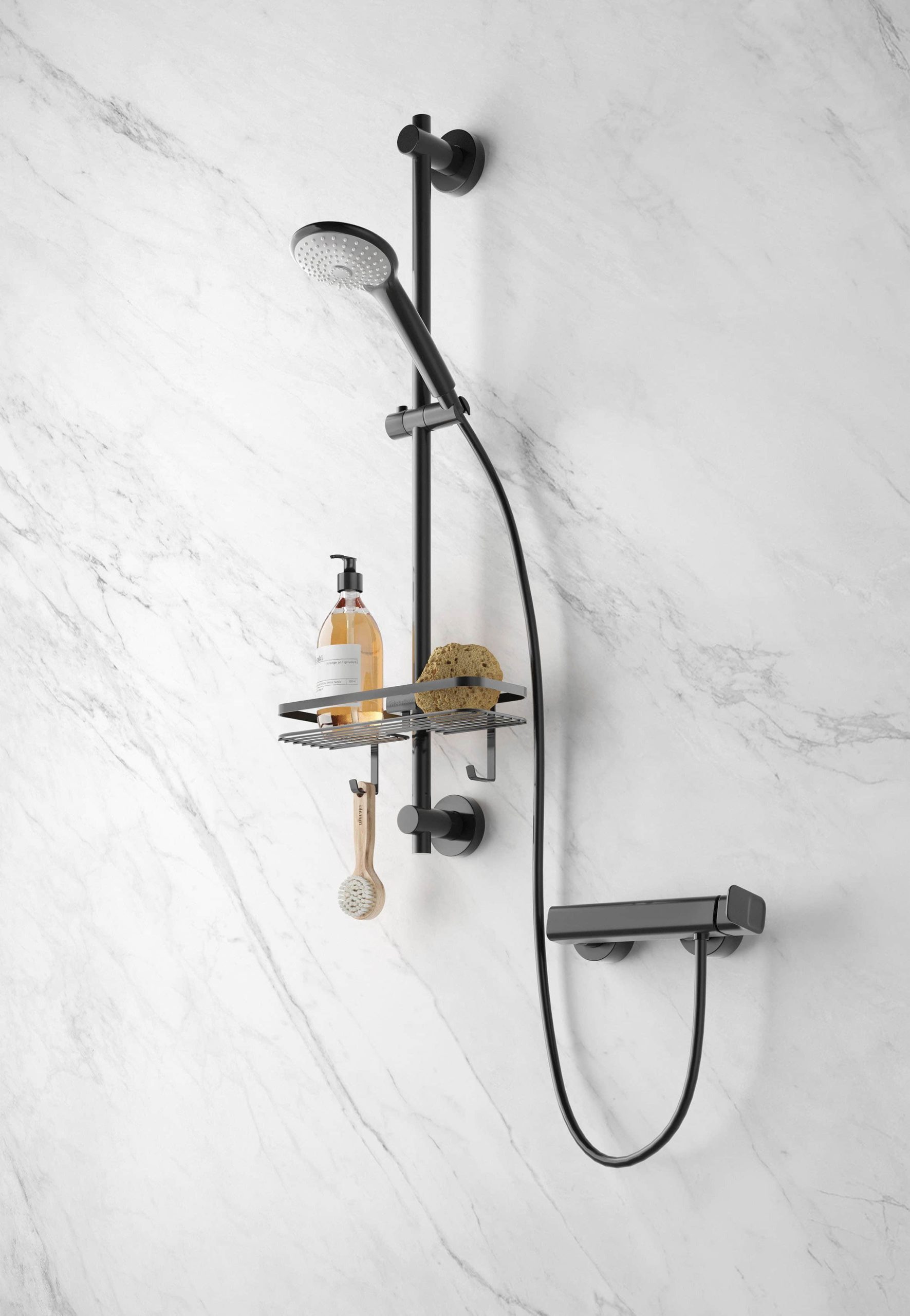 Metaltex Vintage Industrial Shower Shelf with TouchTherm® Coating - 2-Tier Bathroom Organizer (Matte Black) Metaltex Aufbewahrung