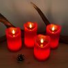 Online-Fuchs Premium LED-Kerzen Set (4 Stück) mit Echtwachs-Optik – Realistische Flamme, Fernbedienung, 6-Stufen Dimmer & Timer (2-8h) – Weiß/Grün/Lila/Rot wählbar Rot Dekoration Online-Fuchs