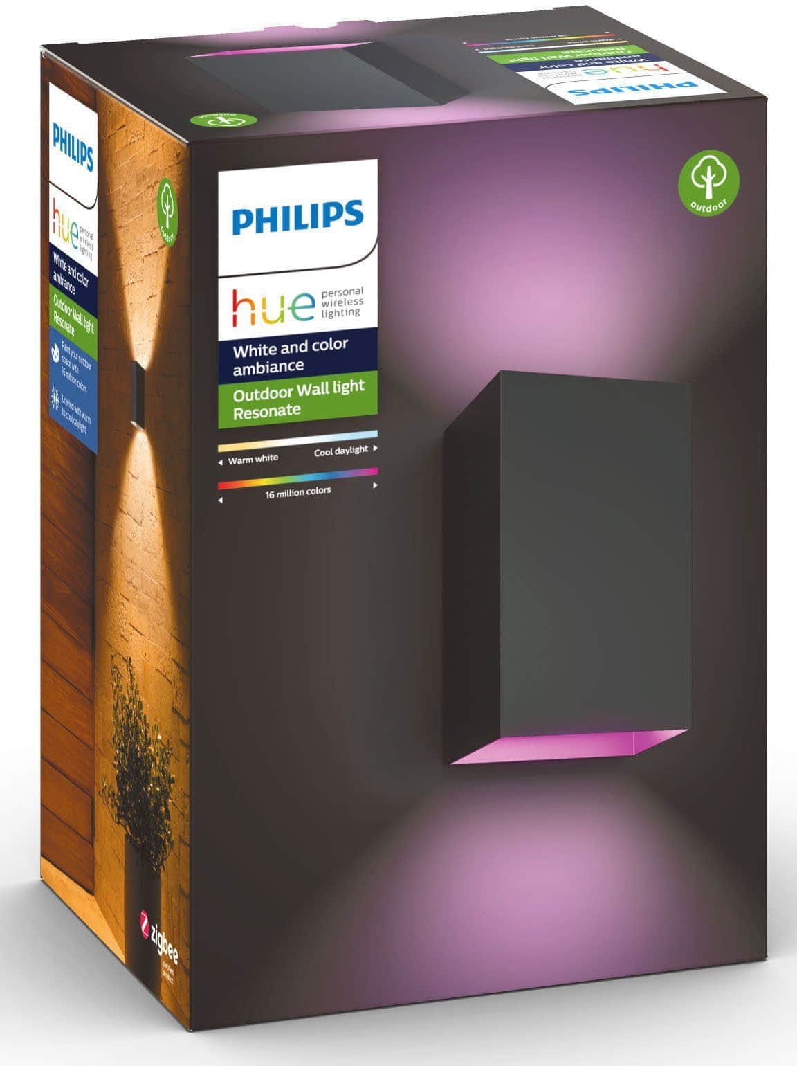Philips Hue Lampen Philips Hue Resonate Smart Outdoor Wall Light – 16M Colors, Weatherproof IP44, Works with Alexa/Google Home – Requires Hue Bridge schwarz