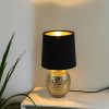 Reality Leuchten Lampen Reality Leuchten Billy LED Table Lamp - Dimmable Black Matte & Gold Night Light with Velvet Shade (26cm) - Warm White Lighting Schwarz-Gold
