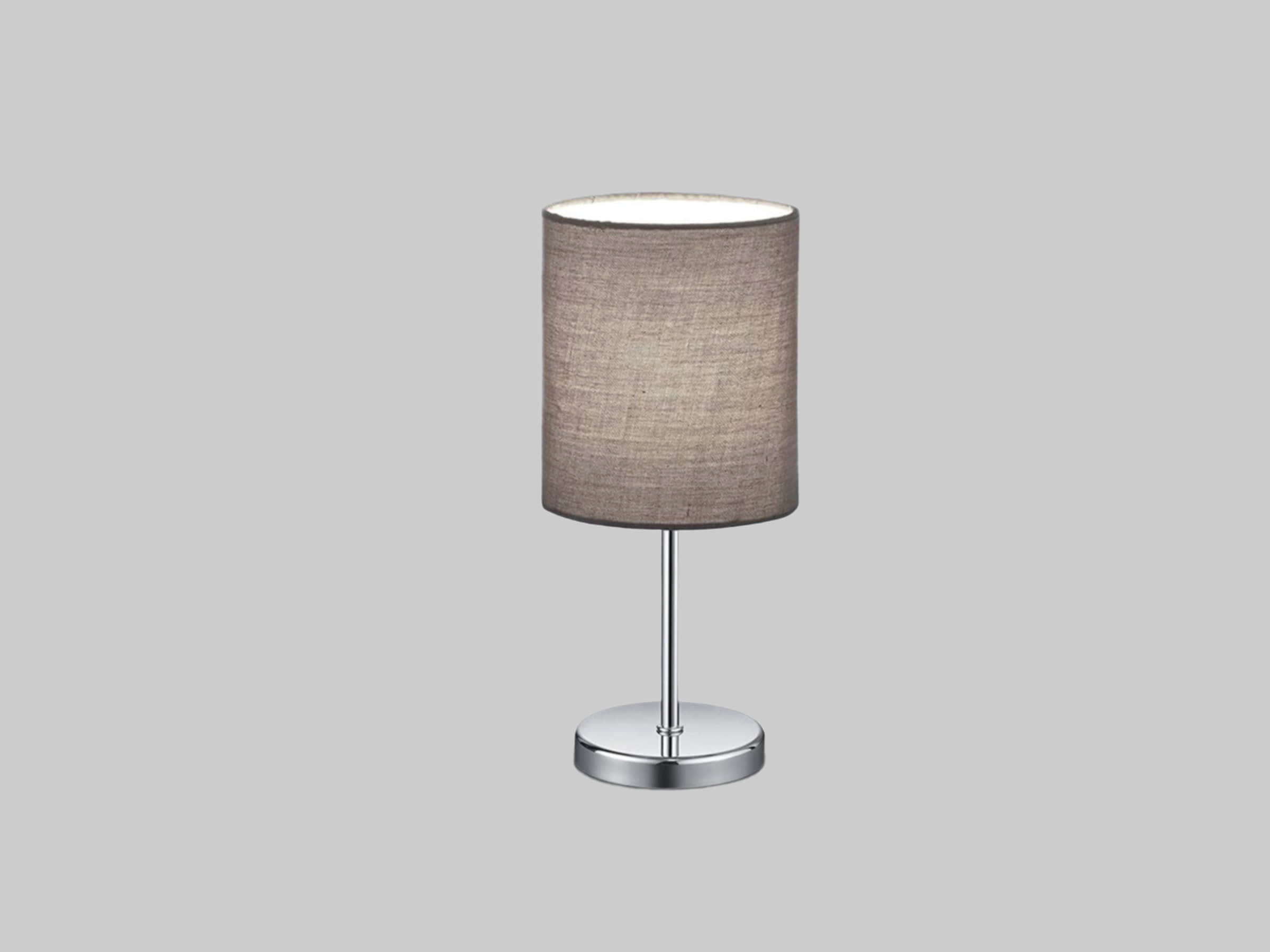 Reality Leuchten Lampen Reality Leuchten LED Nachttischlampe dimmbar - Designklassiker mit Stoffschirm, wechselbarer LED (Warmweiß), perfekt für Schlafzimmer & Wohnbereich Silber Chr