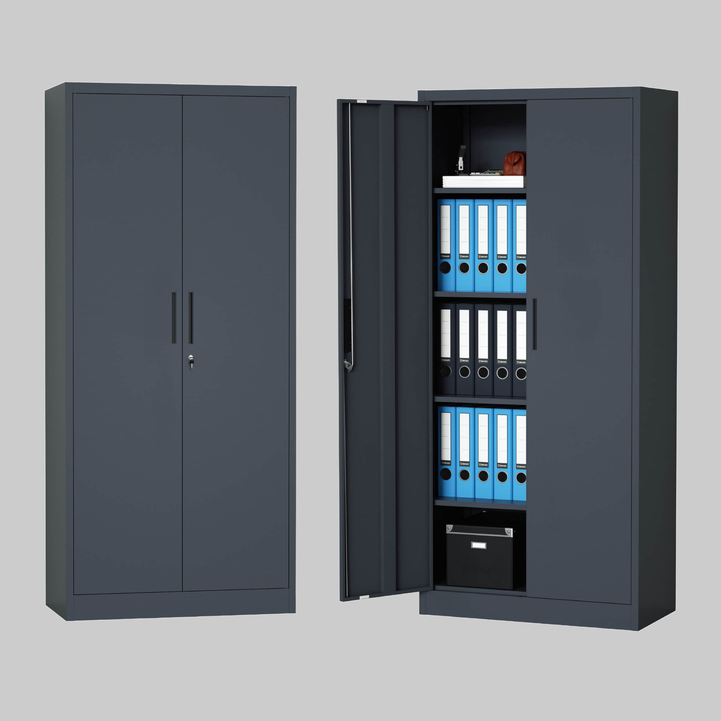 STEELSu00D8N Schränke STEELSØN Aktenschrank Regulus Grau | Höhenverstellbare Stahlschrank (168x80x40cm) mit Sicherheitsschloss - Ideal für Büro & Homeoffice Anthrazit