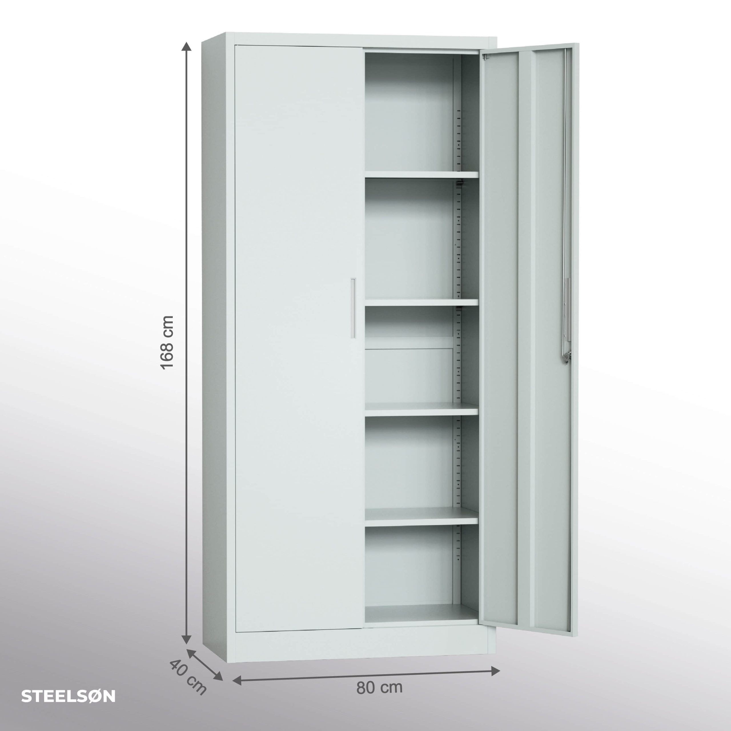 STEELSu00D8N Schränke STEELSØN Aktenschrank Regulus Grau | Höhenverstellbare Stahlschrank (168x80x40cm) mit Sicherheitsschloss - Ideal für Büro & Homeoffice Grau