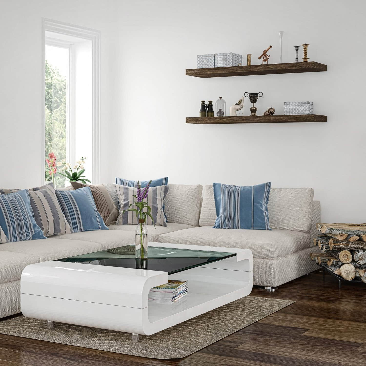 STILISTA Regale STILISTA Volato Wandboard Schweberegal | 14 Farbvarianten (inkl. Hochglanz & Holzoptik) | 9 Größen 30-110 cm | 10kg Traglast | 3,8 cm flach | Modernes Wandregal für Küche, Wohnzimmer & Büro Holzdekor-