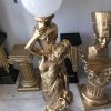 Dekoration Schatzkiste1 Schatzkiste1 Griechische Antik-Stehlampe | 170 cm Handbemalte Frauenfigur Barockstil | Kunstharz-Dekofigur mit E27-Fassung Gold