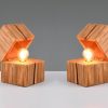 Lampen TRIO Leuchten TRIO Leuchten LED Nachttischlampe 2er Set – Dimmbare Warmweiß-LED Würfel-Holzlampe (16cm) mit Klappschalter | Modernes Design für Fensterbank & Schreibtisch Natur