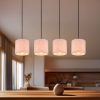 TRIO Leuchten Lampen TRIO Leuchten LED Pendelleuchte – 4-flammig, dimmbar, warmweiß, Stoffschirm & Holzbalken (100cm) | Skandinavisches Design für Esstisch