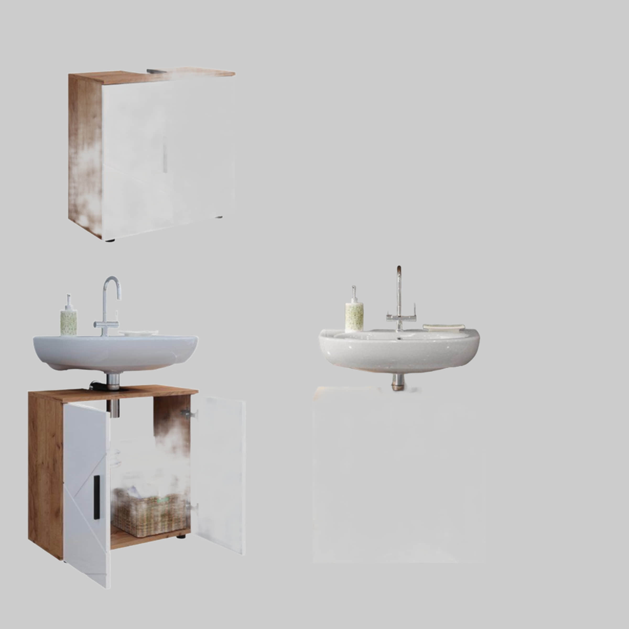 Vicco Irma Waschbeckenunterschrank Weiß Hochglanz 60x59 cm | Moderner Badezimmerschrank mit Stauraum | Feuchtigkeitsbeständig Weiß Hochg Vicco Schränke
