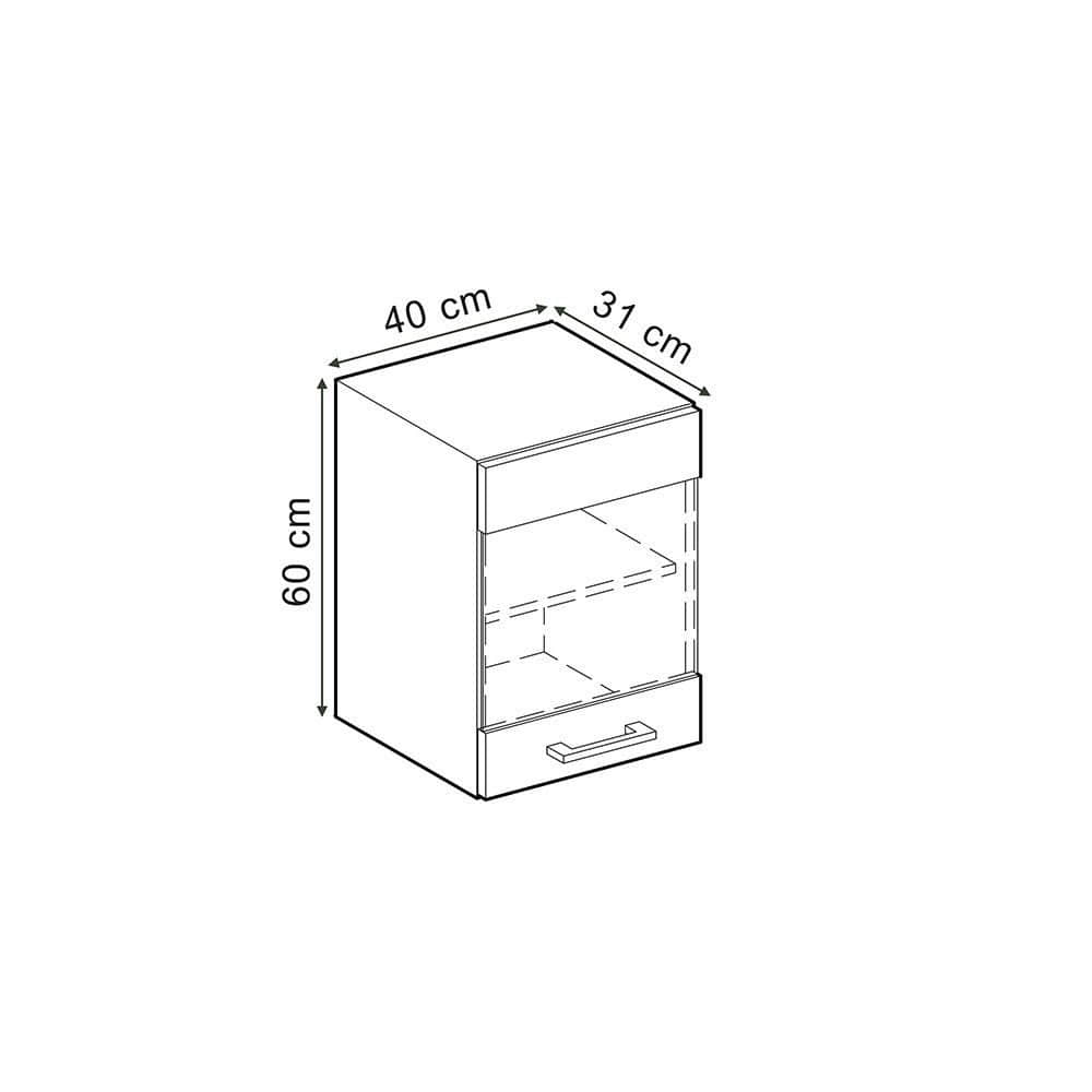 Schränke Vicco Vicco R-Line Glashängeschrank Edelgrau/Anthrazit 40 cm | Hängeglasschrank mit 2 Türen | Küchenschrank mit Einlegeboden Bordeaux H