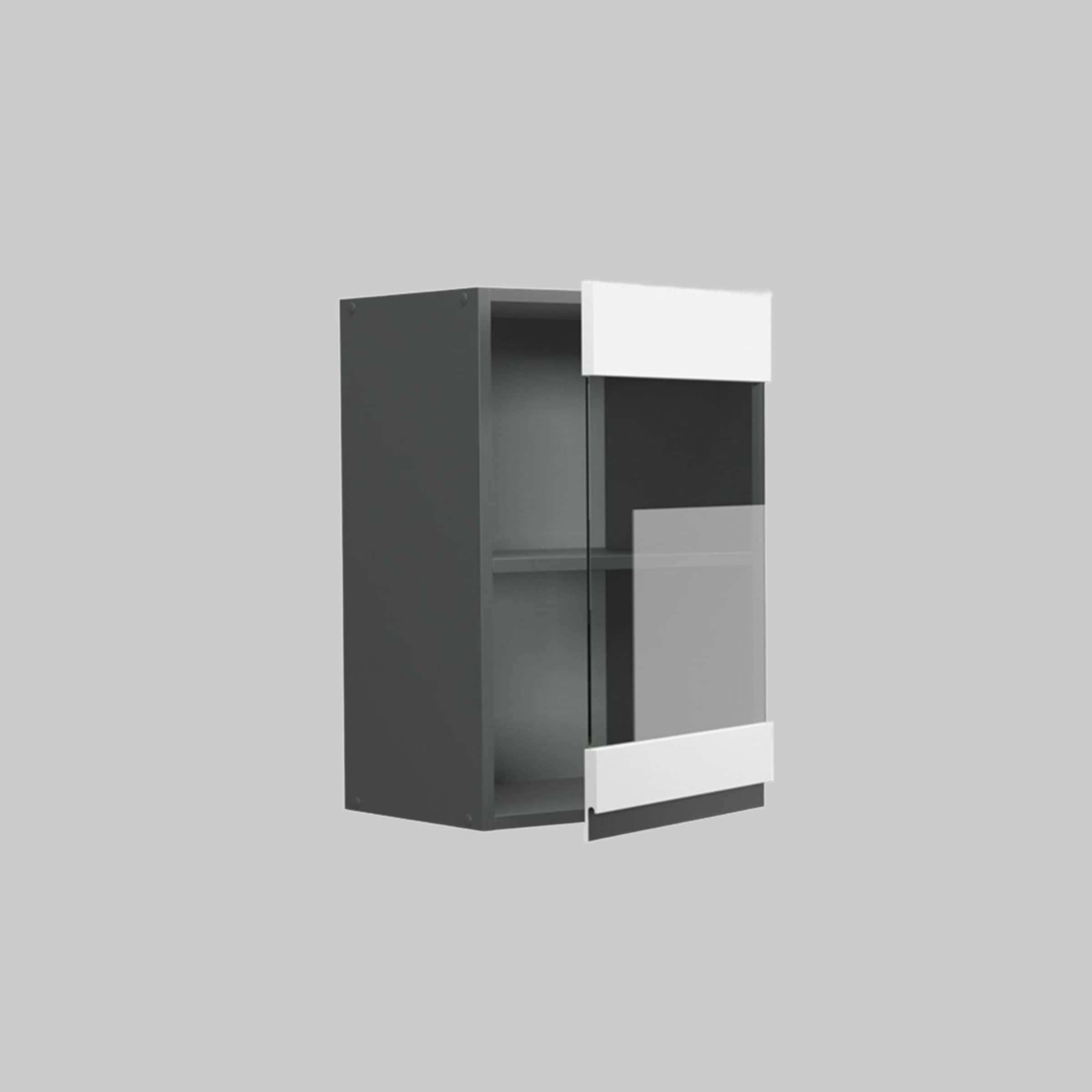Vicco R-Line Glashängeschrank Edelgrau/Anthrazit 40 cm | Hängeglasschrank mit 2 Türen | Küchenschrank mit Einlegeboden Weiß Schränke Vicco