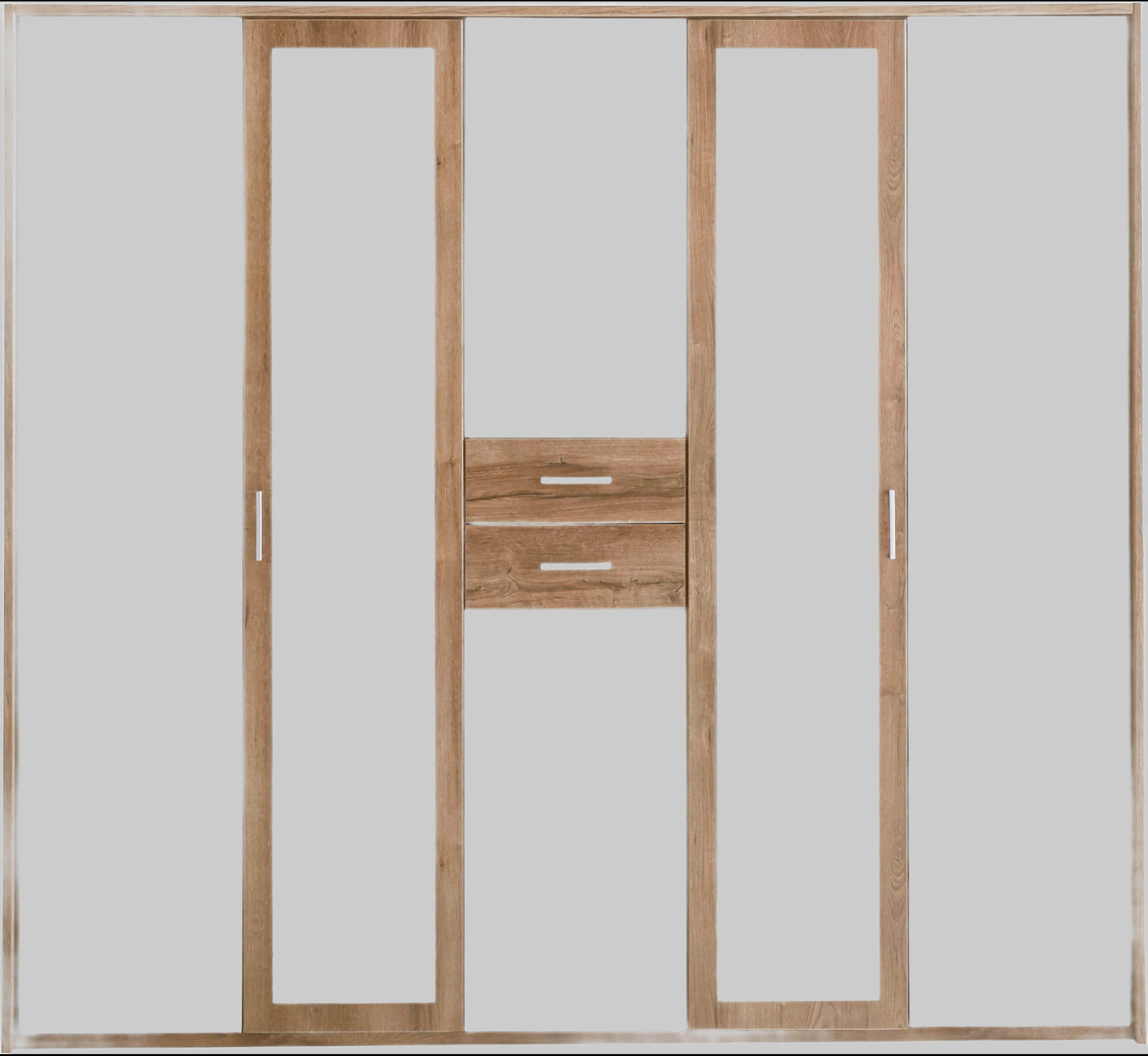 Wimex Wimex Kleiderschrank Diver | Drehtürenschrank mit Spiegel & Schubladen | 225cm oder 270cm Breite | 3 Innenausstattungsvarianten | beige/plankeneichefarben/graphit | Bestseller Schlafzimmerschrank weiß/plank Schränke