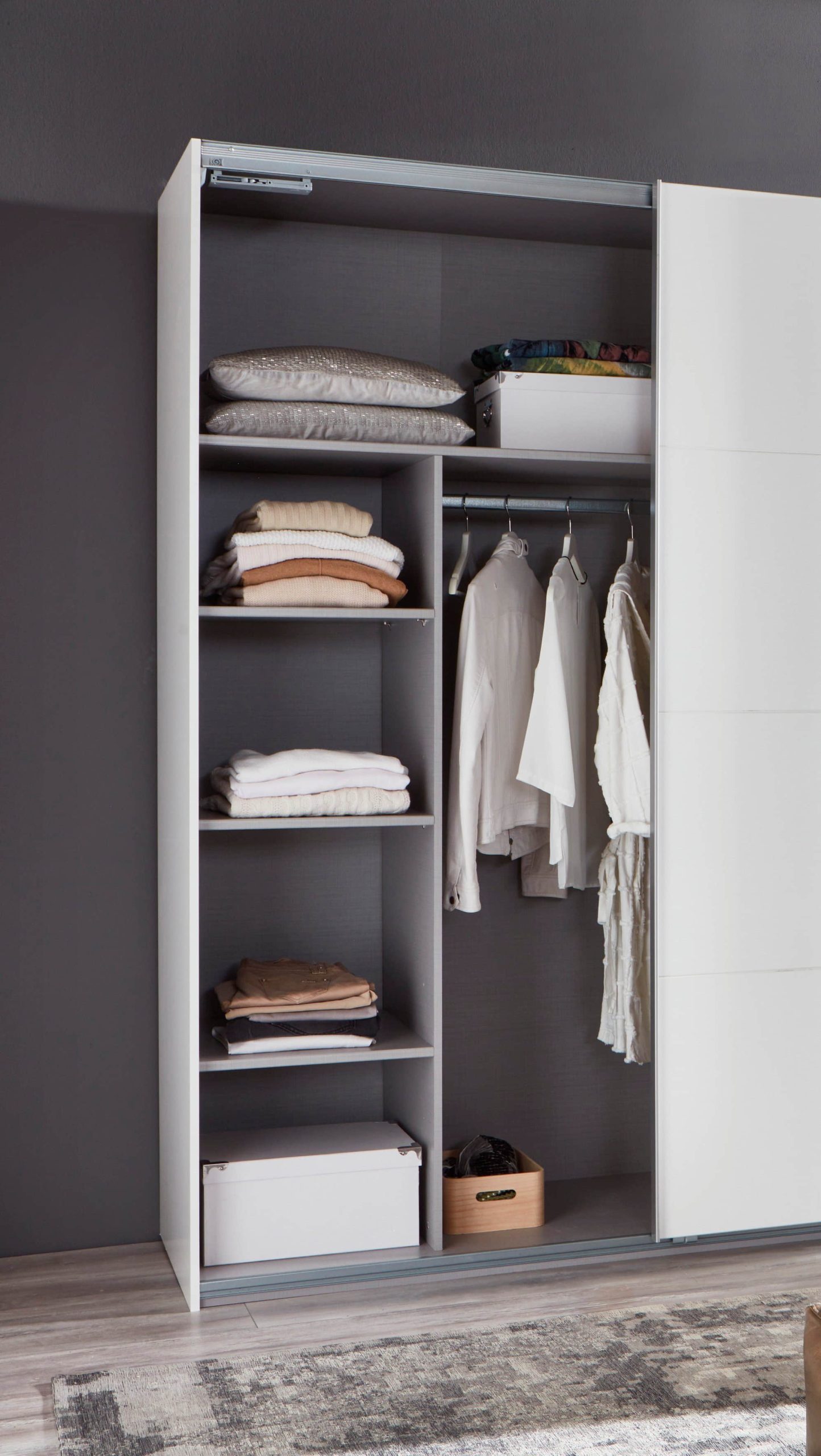 Wimex Schwebetürenschrank »Bern« – Moderner Kleiderschrank mit Spiegel, Industrial-Look & verstellbaren Einlegeböden | TOPSELLER graphit Schränke Wimex