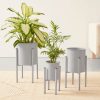 andas Pajala Metal Plant Pot Stand Set (3-Piece) - Black/Gray Modern Indoor Flower Pots with Geometric Design - Various Sizes for Home Decor grau Dekoration andas
