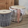 Aufbewahrung andas andas Wäschekorb »Vaxholm« Set (3 Stück) aus Metall, Holz & Stoff mit Deckel & Wäschesack - Ø 36/41/46 cm - Stylischer Wäschesammler & Aufbewahrungskorb