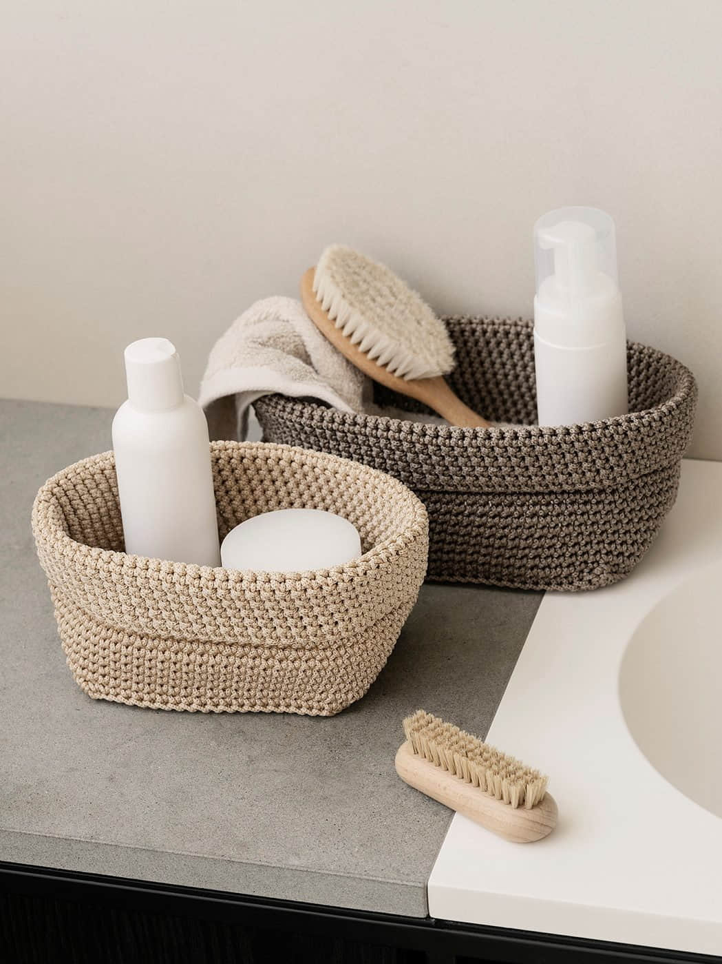 blomus Aufbewahrung blomus TELA Crochet Storage Basket - Premium Synthetic Fiber Organizer for Home Decor (Multiple Sizes & Colors Available) Moonbeam
