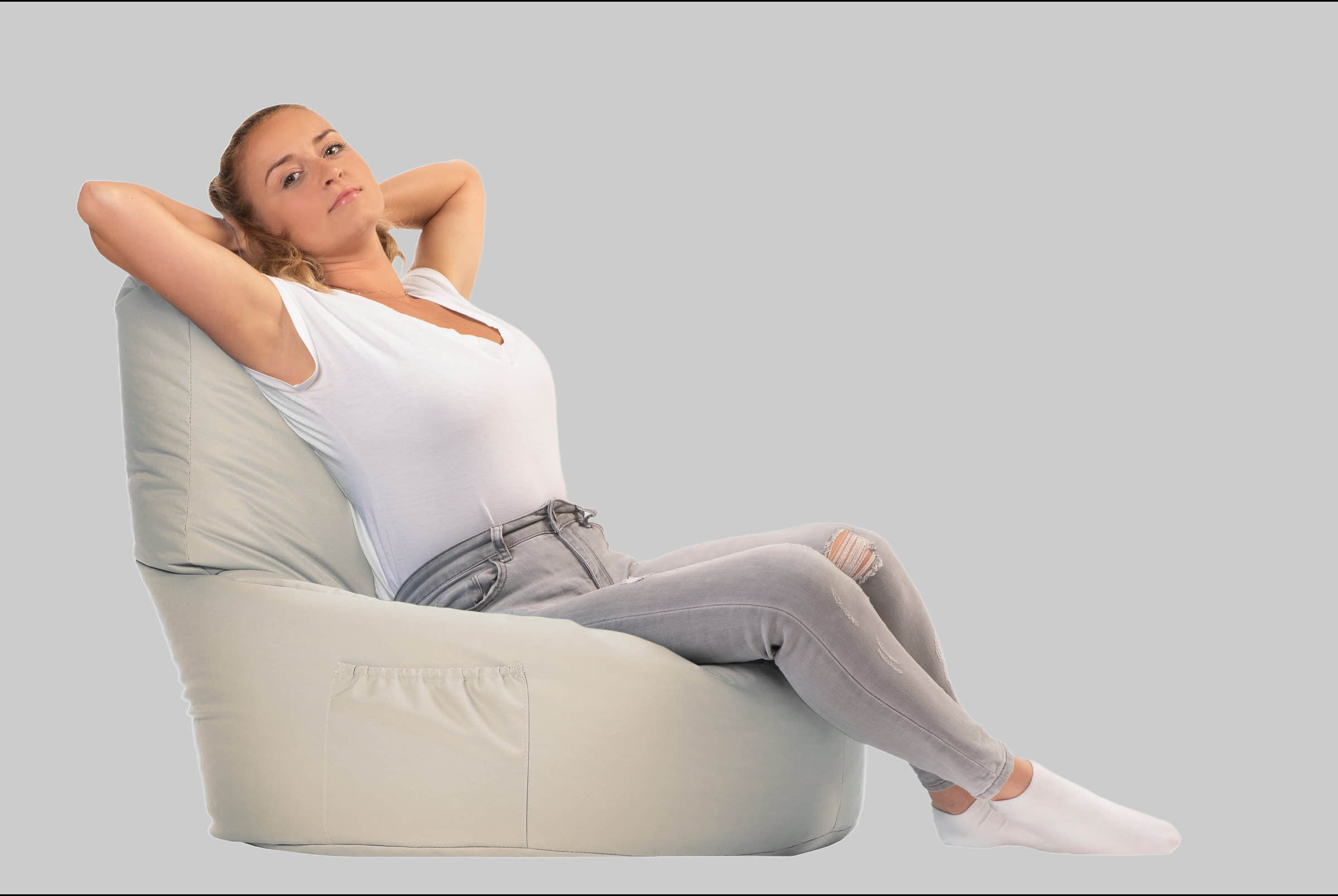 Sessel sunnypillow sunnypillow Sitzsack XXL – Premium Gaming Sitzsack mit Styropor-Füllung für Kinder & Erwachsene | Bequem & Stabil Cremefarben