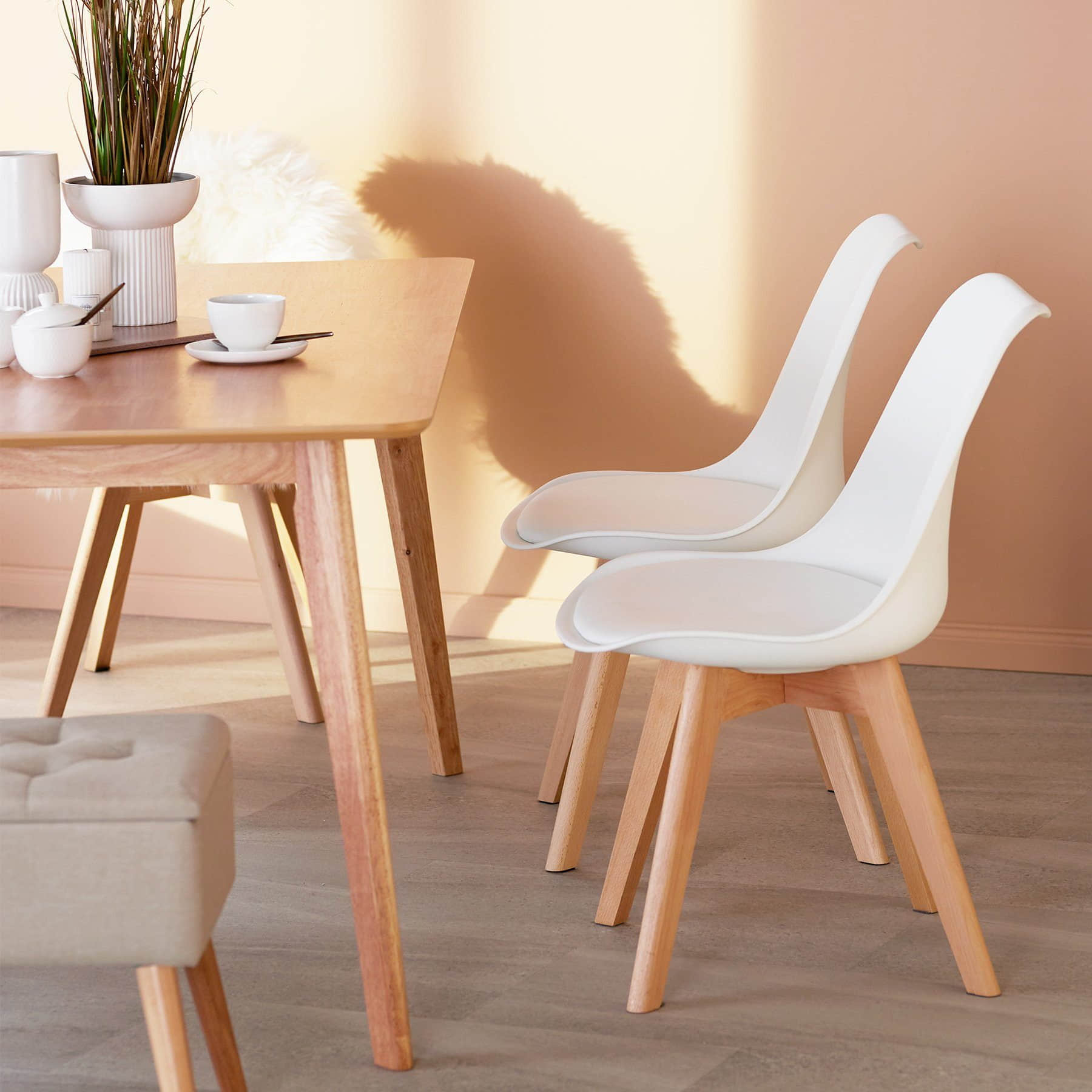 tectake tectake Esszimmerstuhl Set (2er Set) - Gepolsterte Skandinavische Stühle mit Massivholzbeinen für modernes Esszimmer | 120 kg Traglast | Einfache Montage grau Stühle