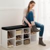 tectake® Schuhschrank Max mit Sitzbank – Garderobenschrank für 10 Paar Schuhe inkl. Sitzkissen (103,5x48x30 cm) | Höhenverstellbare Fächer & Stauraum schwarz-we Schränke tectake