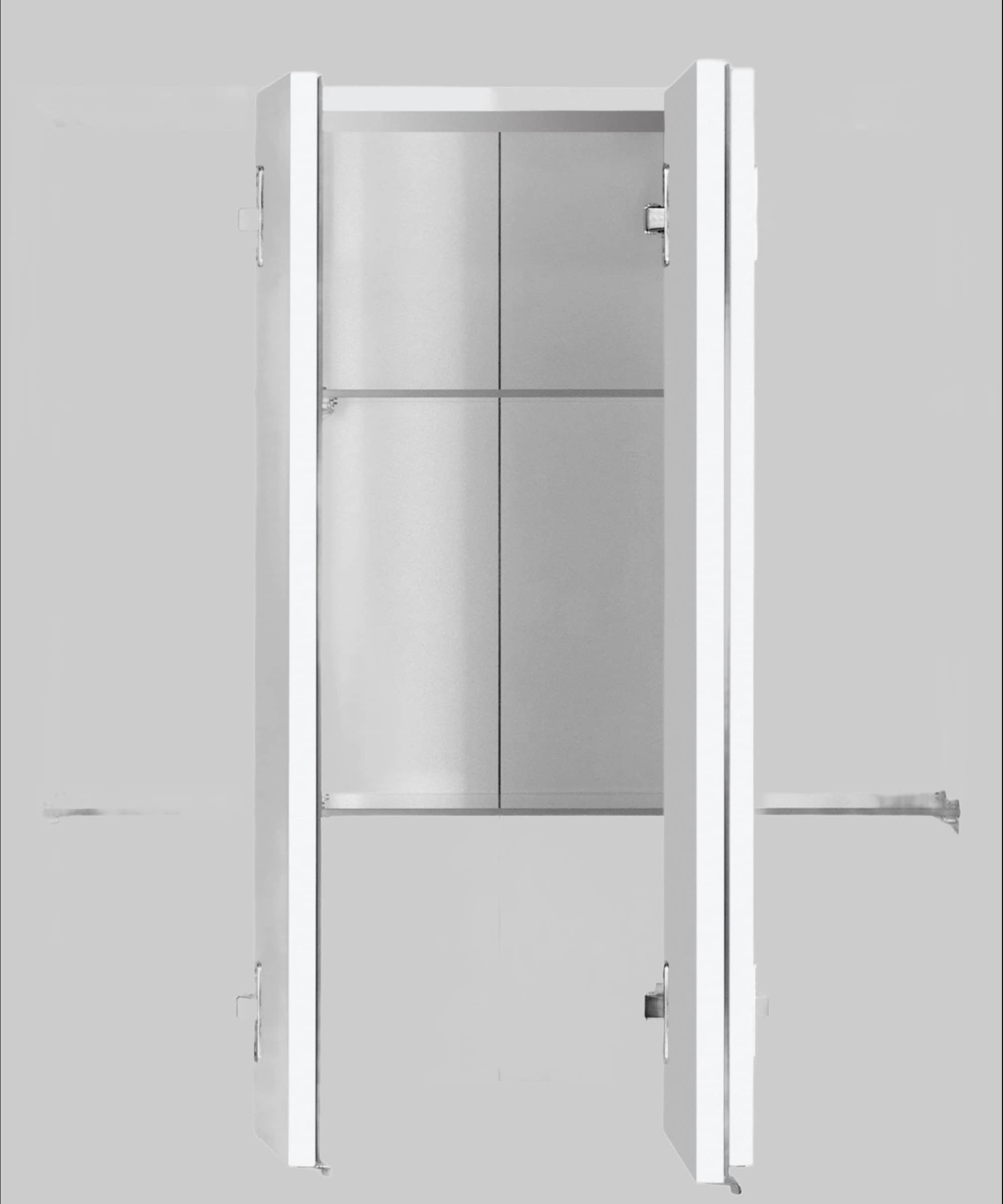 welltime Texas Spiegelschrank | 3-Door Bathroom Mirror Cabinet with Optional LED Lighting (60cm Width) | German-Made Quality weiß Schränke welltime
