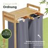 AMBIAVO Bamboo Laundry Hamper - 2 Compartment Pull-Out Design with Storage Shelf (45x35x75cm) for Bedroom & Bathroom Organization blaugrau Bad & Sanitär AMBIAVO