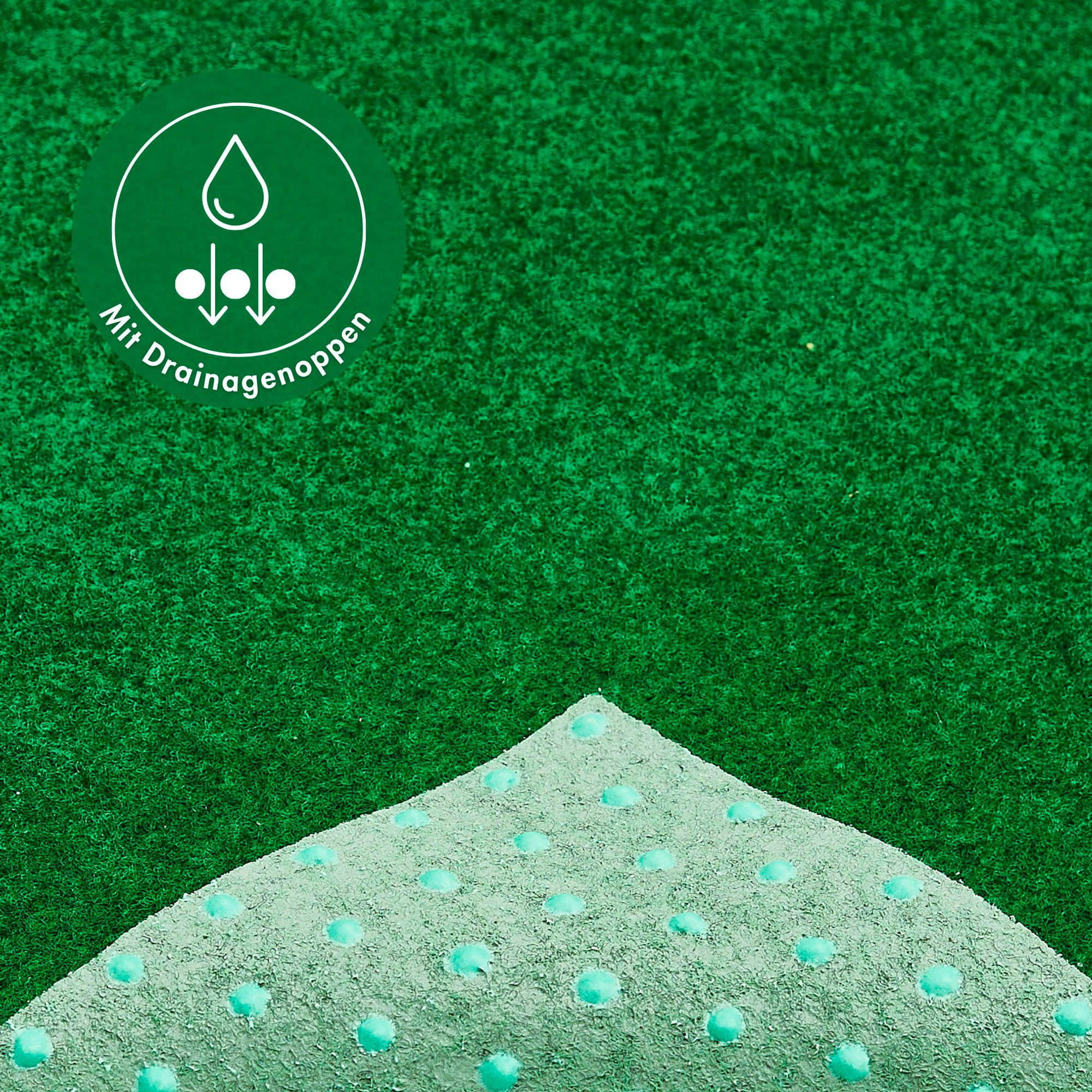 Andiamo Kunstrasen Field Premium | 4 mm Höhe | Nadelfilz-Rasenteppich mit Noppen | UV-beständig & pflegeleicht | Für Balkon, Terrasse & Garten (versch. Größen) grün Teppiche Andiamo
