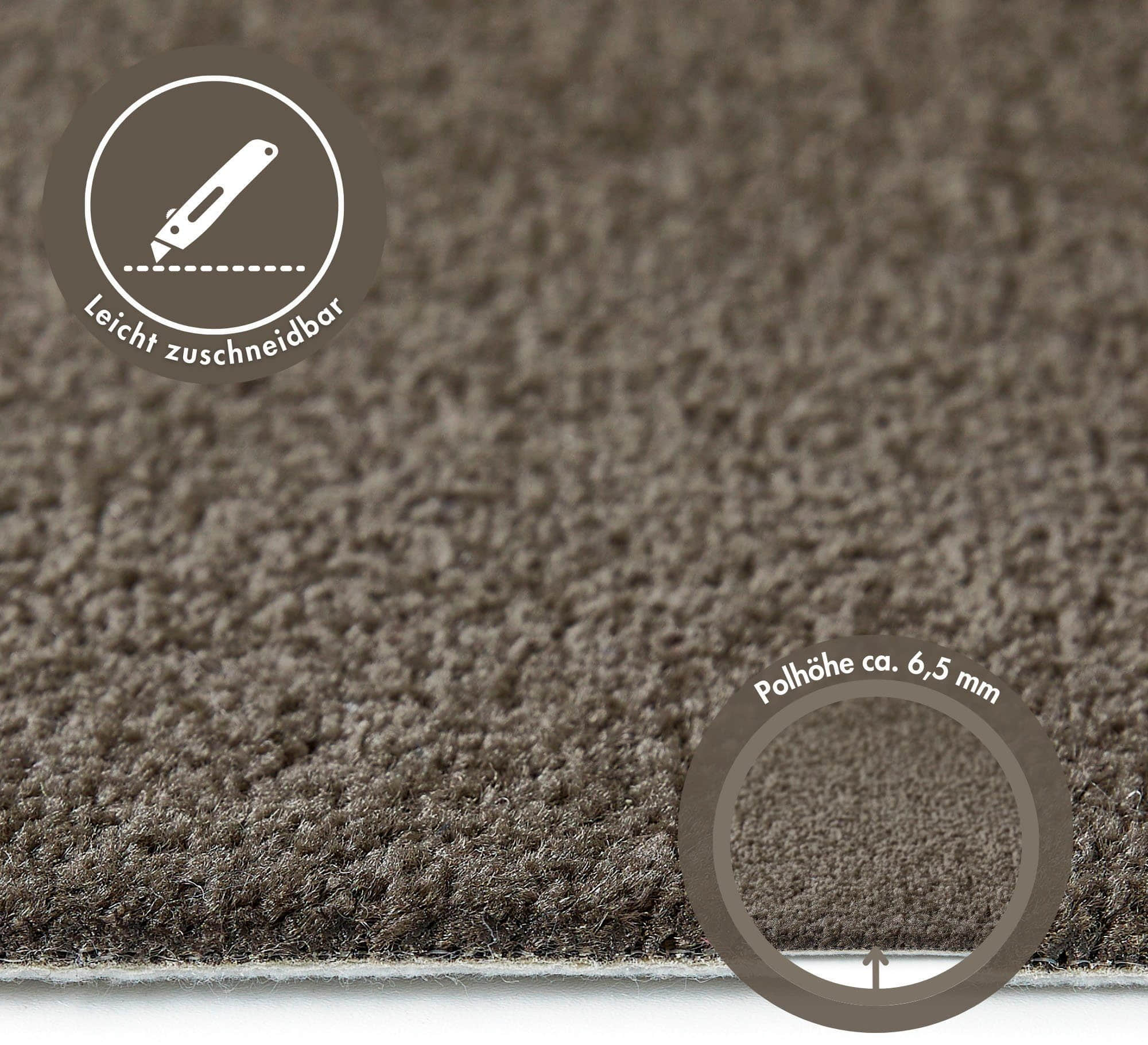 Teppiche Andiamo Andiamo Teppichboden Kräuselvelours Ines | 8.5mm Thick | 400cm Wide | GUT-Certified | Allergy-Friendly | Sound-Absorbing | Multiple Uni Colors | Residential Warranty grau-braun